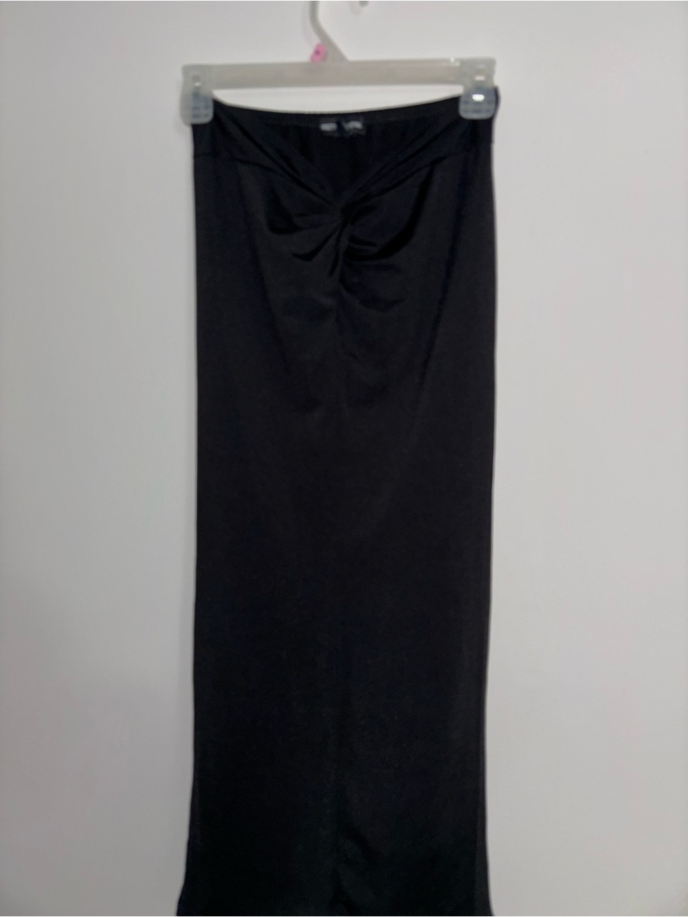 Classic Black Twist-Front Maxi Skirt